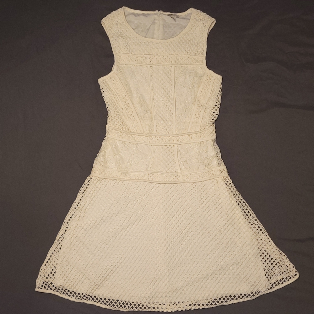CATO | White Lace and Lattice Dress 12